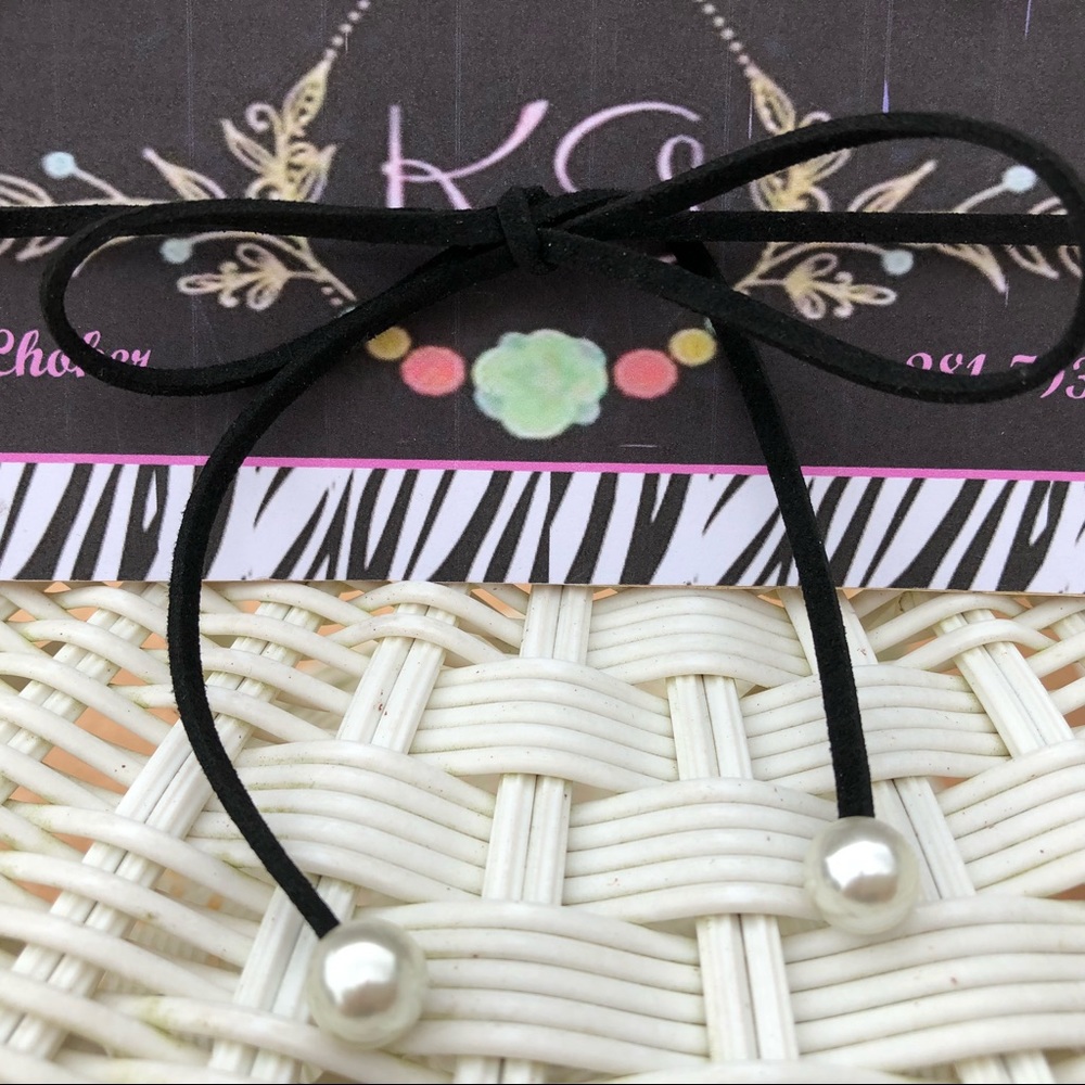 Black Leather & Pearl Choker